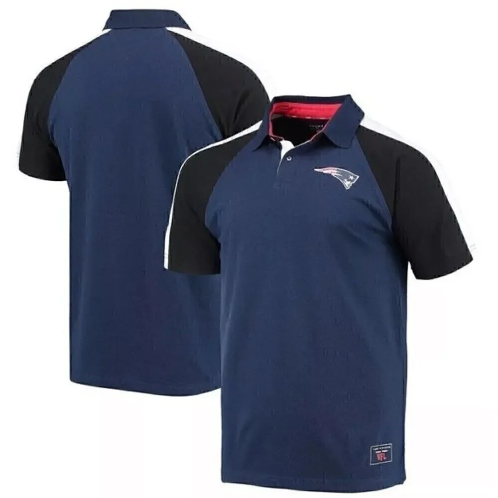 TOMMY HILFIGER M Men's Navy, White New England Patriots Holden Raglan Polo Shirt